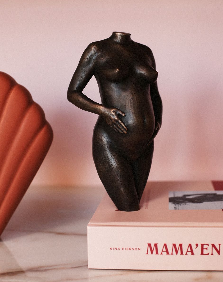 3D zwangerschapsbeeld van zwangere vrouw met twee handen op de buik